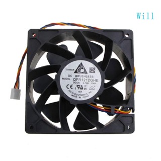 Will พัดลมแบริ่ง ทรงกลม 210CFM QFR1212GHE 12 ซม. DC12V 2 7A …