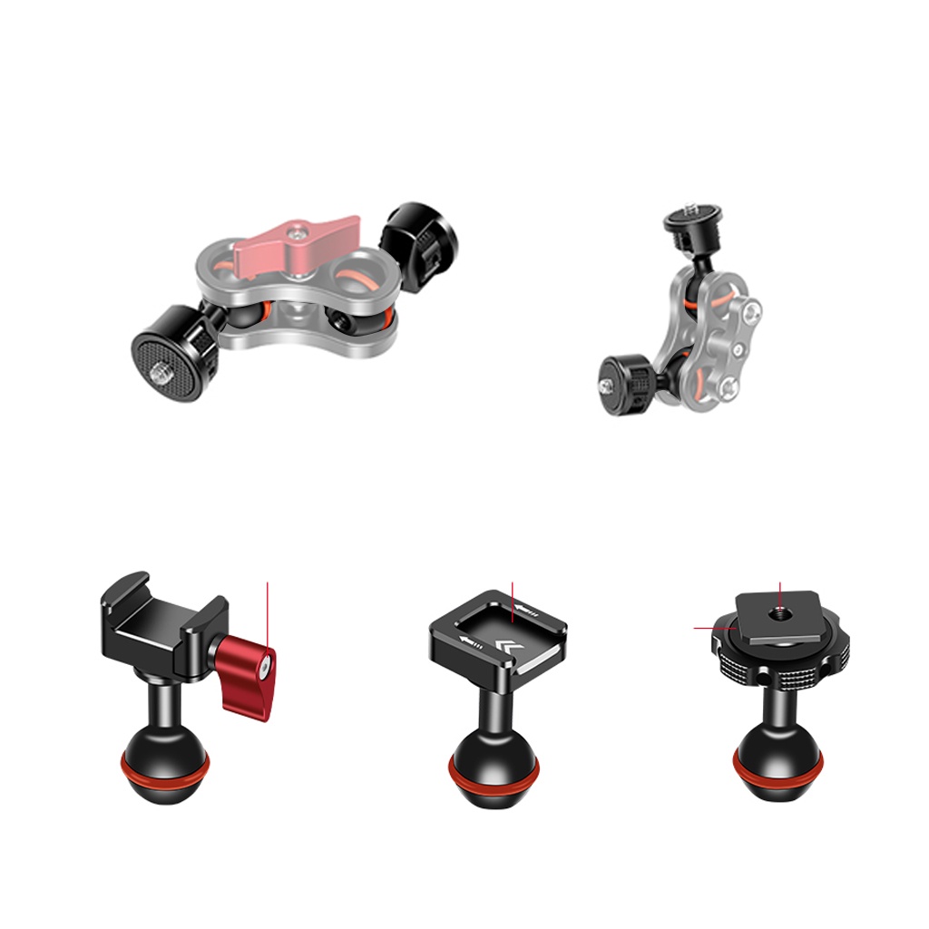 Feichao แขนเมจิก แบบหัวบอลคู่ พร้อมเมาท์แคลมป์ NATO สกรู 1/4 20 มม. สําหรับกล้อง DSLR กรงไฟ มอนิเตอร์ ไมโครโฟน - รูปที่ 2