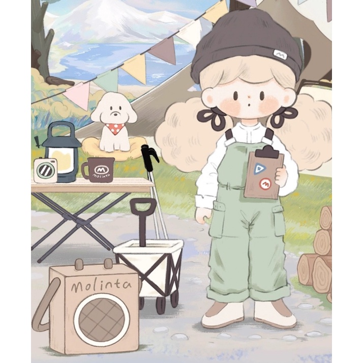 ของแท้Molinta Popcorn Sister 6th Generation Outdoor Diary Seriesกล่องตาบอดอินเทรนด์ของเล่นรูปชุดสาวร้อนรูป