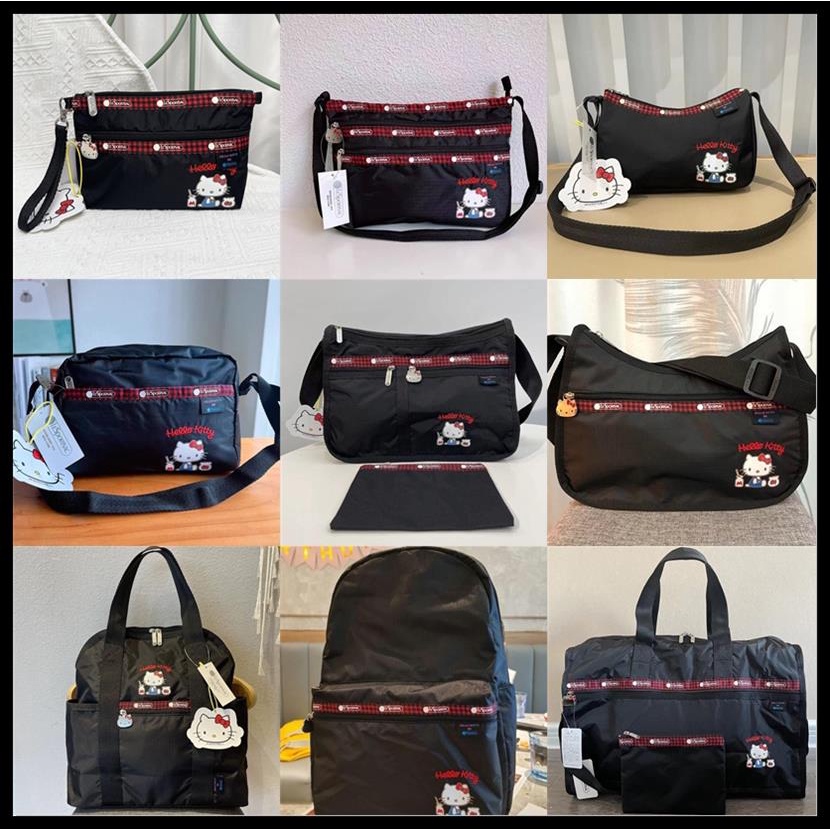 Co-Branded Black Kitty Series กระเป๋าสะพายไหล่แฟชั่น ผ้าไนล่อน กันน้ํา น้ําหนักเบา 888