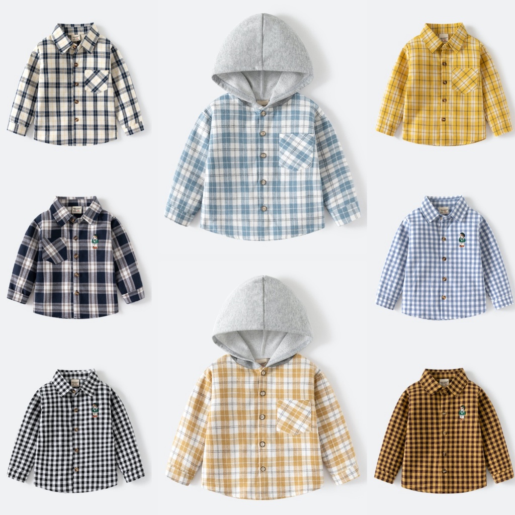 เสื้อเชิ้ตแขนยาว คอปก ปักลายการ์ตูน สไตล์เกาหลี สําหรับเด็กผู้ชาย -1