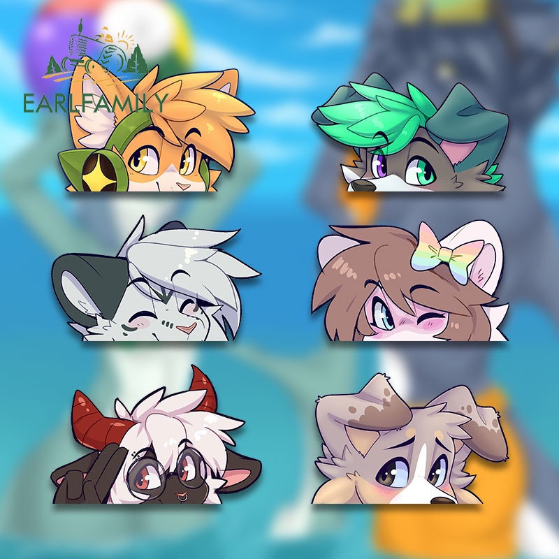 Earlfamily 13 ซม.หมาป่าFurry Peek Fanart สติกเกอร์รถเครื่องปรับอากาศกันน้ําDecalรถอุปกรณ์เสริมแล็ปท็อปCreative Graphics