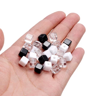 St. kunkka 30 ชิ้น 7.5 มิลลิเมตรอะคริลิคสแควร์ลูกปัดจํานวนมาก Spacer ลูกปัดสามารถใช้สําหรับ DIY เครื่องประดับทําสร้อยคอสร้อยข้อมือ