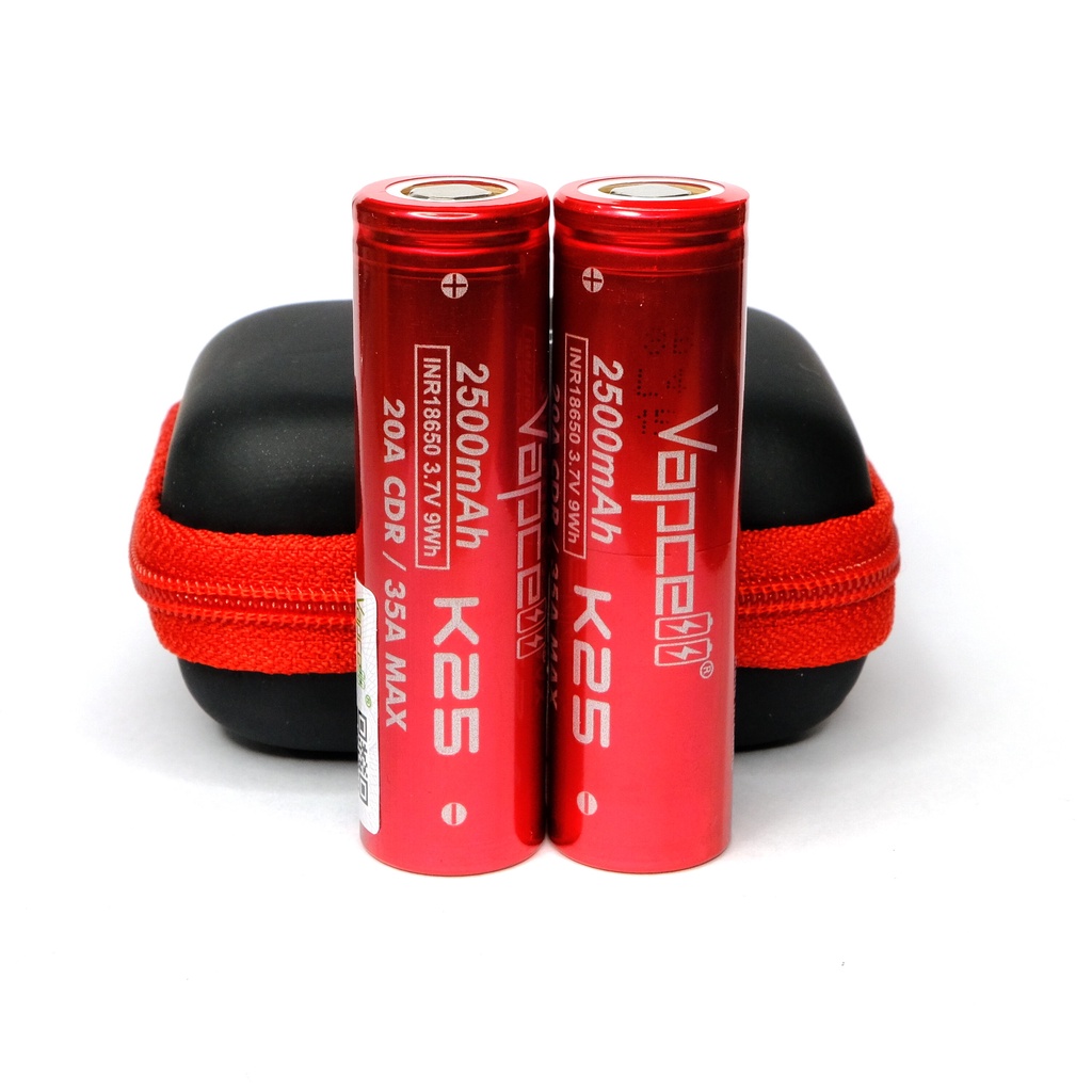 ถ่านชาร์จ 18650 Vapcell K25 สีแดง 2500mah 35A MAX ราคา ถูกที่สุด ดีลบีเคเค แกลเลอรีภาพที่ 2