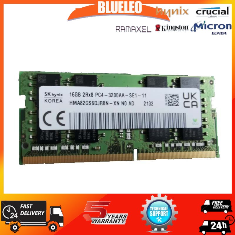 [จัดส่ง 24 ชั่วโมง] หน่วยความจําแล็ปท็อป SK Hynix 16GB 2RX8 DDR4-3200 PC4-3200MHz CL19 SO-DIMM RAM 1