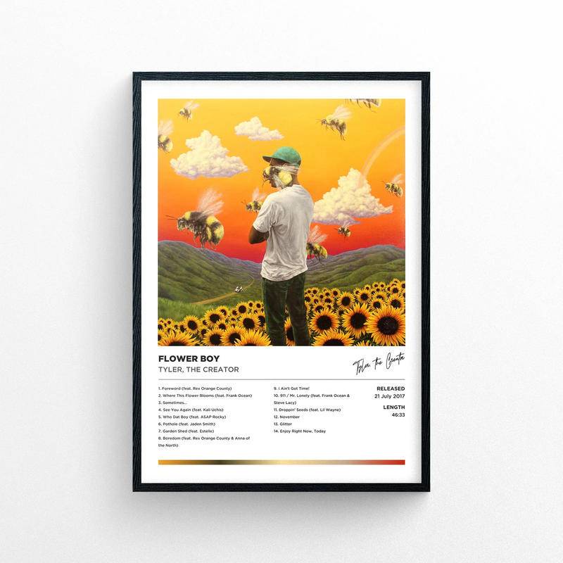 Tyler The Creator - โปสเตอร์ พิมพ์ลายดอกไม้ ไม่มีกรอบ สําหรับเด็กผู้ชาย | สไตล์โพลารอยด์ | อัลบั้มเพลง ปกคลุมงานศิลปะ