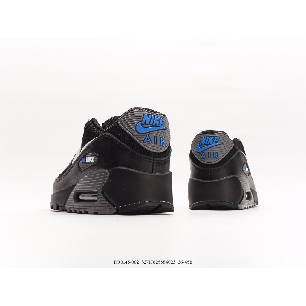 Nike Air Max 90 Air Cushion รองเท้าวิ่งรองเท้าผ้าใบลำลองสำหรับผู้ชายและผู้หญิงสีดำ/สีขาว/สีเทา แนวโ