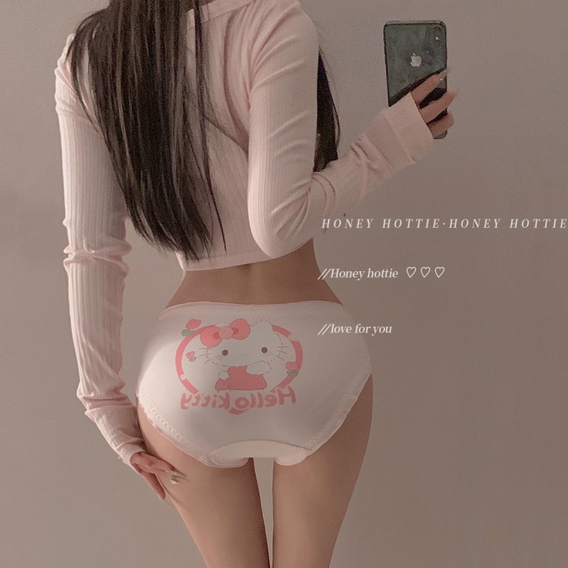 สีชมพู Toot kitty ~ น ่ ารักสาวกางเกง Lolita Hip Wrap สบาย Breathable kt Cat กางเกงสุภาพสตรี