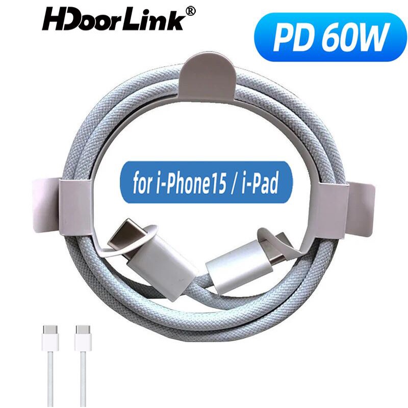 Hdoorlink สายชาร์จ USB-C 1 เมตร 1.5 เมตร 2 เมตร i Phone 15 Pro Max Plus Type C เป็น Type C 60W PD สา