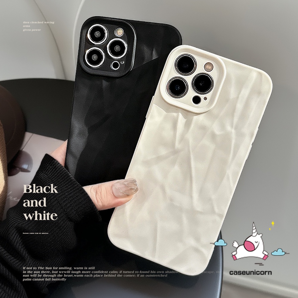 Simple สีดําสีขาวสีแดงสีทึบปลอกกันกระแทกสําหรับIPhone 7Plus 17 16 12 11 13 14 15 Pro Max Air XR X 8 Plus XS Maxหรูหราไม่สม่ําเสมอริ้วรอยMatte Tpu Soft Cover