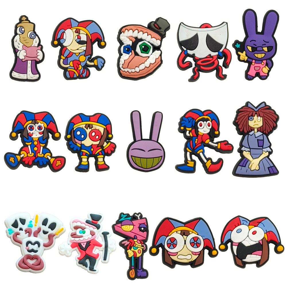 น่ารัก Pomni ออกแบบอุปกรณ์เสริม Charms The Amazing Digital Circus Jibbits Ragatha Jibitz Charm Pin กระต่าย Clown Jibits designks ผู้ชายรองเท้าหัวเข็มขัดตกแต่ง