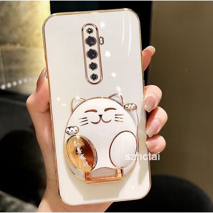เคสโทรศัพท์ oppo reno2 f reno 2z reno 2 reno เคสโทรศัพท์ เคสโทรศัพท์พร้อมขาตั้งแมวกวัก Gong Xi Fa Cai
