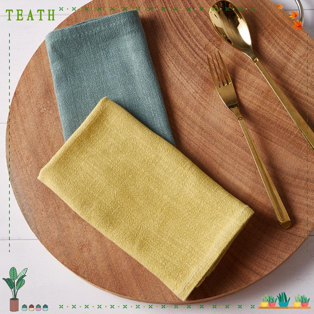Teath ผ้าเช็ดปาก ผ้าฝ้ายนิ่ม แบบพับได้ สําหรับตกแต่งโต๊ะโรงแรม