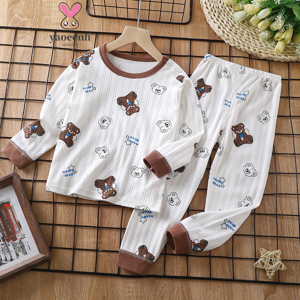 【YAOEENH】พร้อมส่ง ชุดเสื้อแขนยาว กางเกงขายาว ผ้าฝ้าย ลายการ์ตูน 90-160 ซม. แฟชั่นฤดูใบไม้ร่วง และฤดูหนาว สําหรับเด็กผู้ชาย และเด็กผู้หญิง
