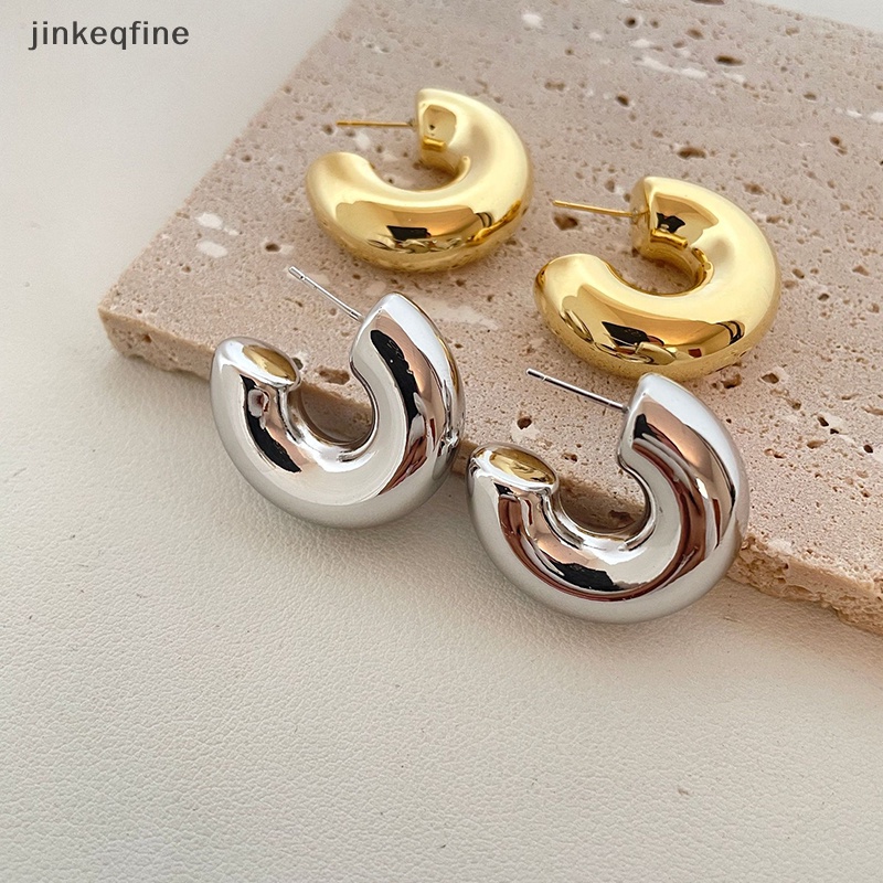 【KETH】ใหม่ ต่างหูห่วงโลหะ ทรงกลม หนา สีทองมันวาว เครื่องประดับ ของขวัญ สไตล์เรโทร