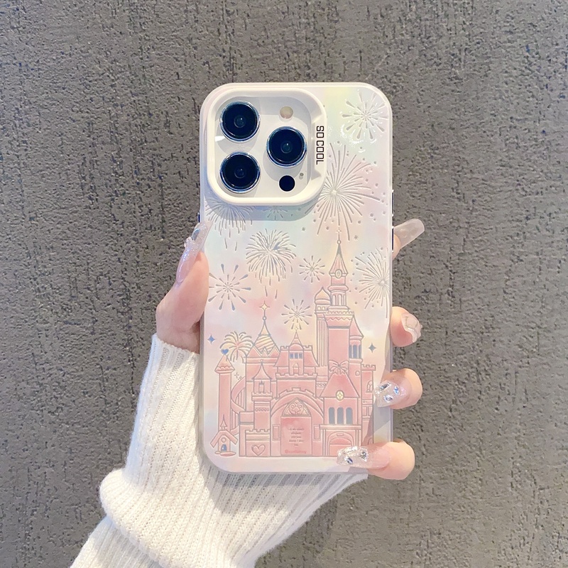 เคส iphone เหลา IP 11 12 IP 13 14 15plus 13 14 15 PROMAX ดอกไม้ไฟปราสาท กันตก ทนสิ่งสกปรก เคสโทรศัพท์ปุ่มโลหะทนทาน
