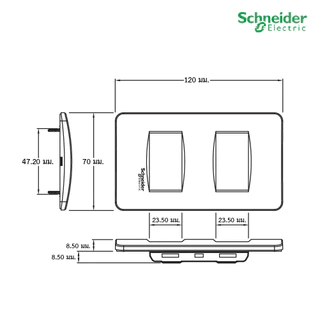 Schneider ชุดสวิตช์ทางเดียว 2 ตัวพร้อมฝาครอบ สีขาว รุ่น Concept Easy Clip 3031P_1_2M_F*2+ A3002 | PlugOn