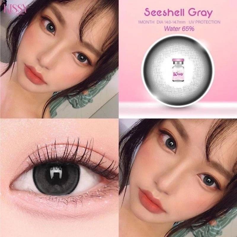 'บิ๊กอายลายฮิต'kissy lensลาย Seeshell rozelens คอนเเทคเลนส์ บิ๊กอายปังสุด bigeye gray brown