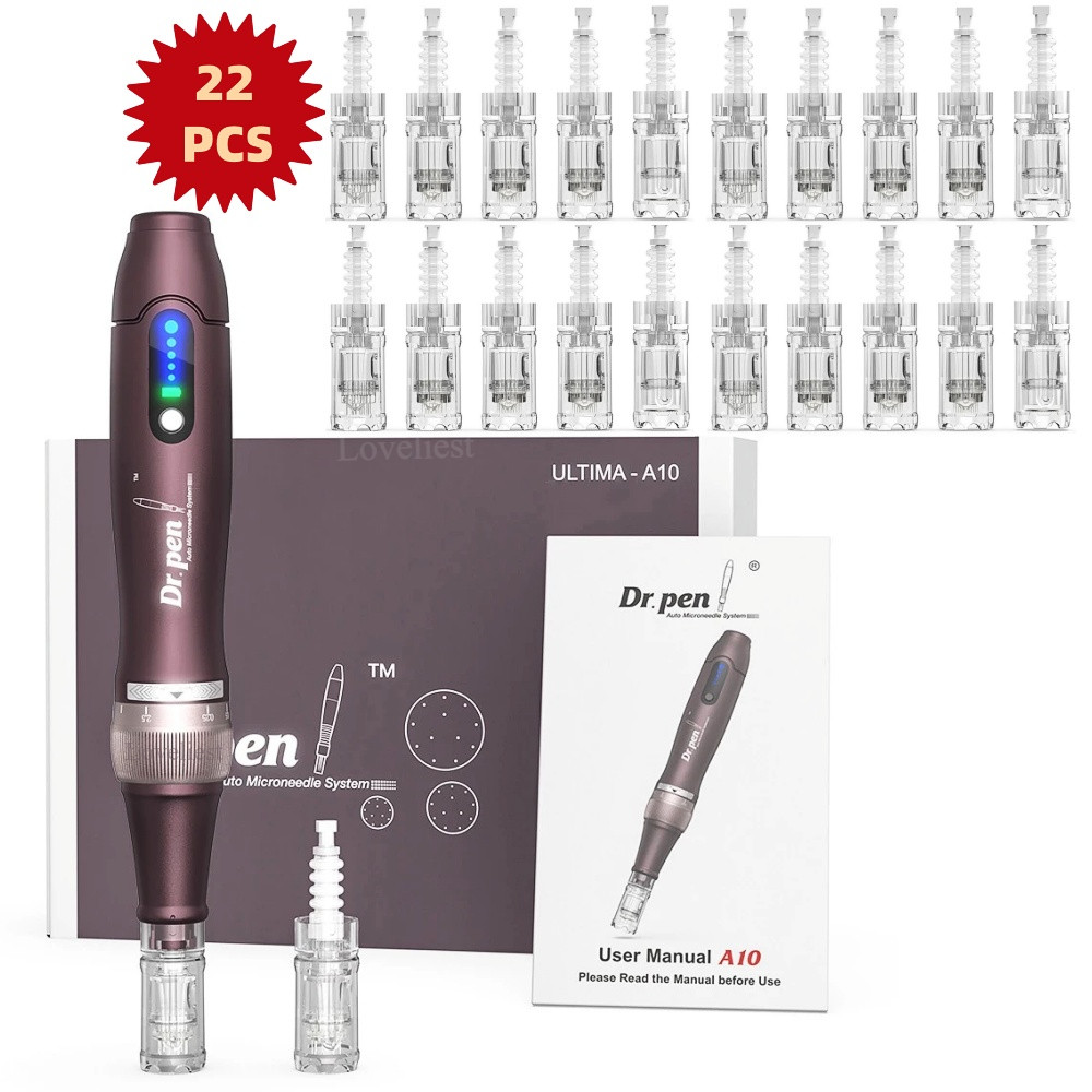 Wireless Dr Pen Ultima A10 Dr Pen พร้อมวัสดุสิ้นเปลืองทดแทน 22 ชิ้น ปรับได้ 5 สปีด