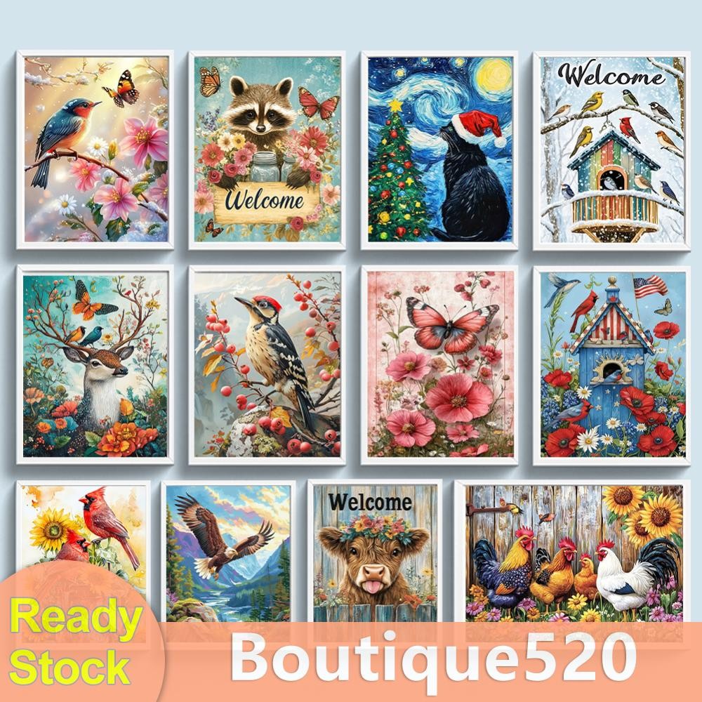 เย็บปักถักร้อยเต็มรูปแบบ Eco-ด้ายฝ้าย 11CT พิมพ์สัตว์ Cross Stitch Kit Art *AU [boutique520.th]