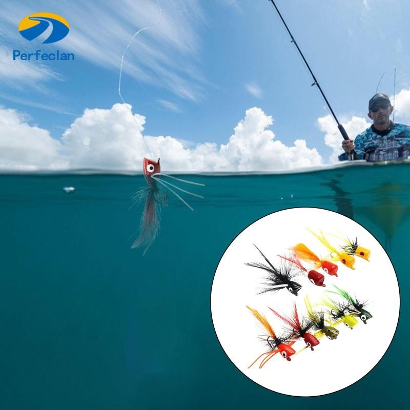 Perfeclan 10 ชิ้น Fly Fishing Kit เหยื่อตกปลา Popper Fly Fishing Kit