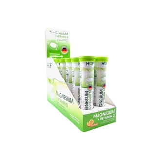 HOF Magnesium Vitamin B ฮอฟ แมกนีเซียม + วิตามินบี เม็ดฟู่ ใส่ใจระบบประสาท 20 เม็ด