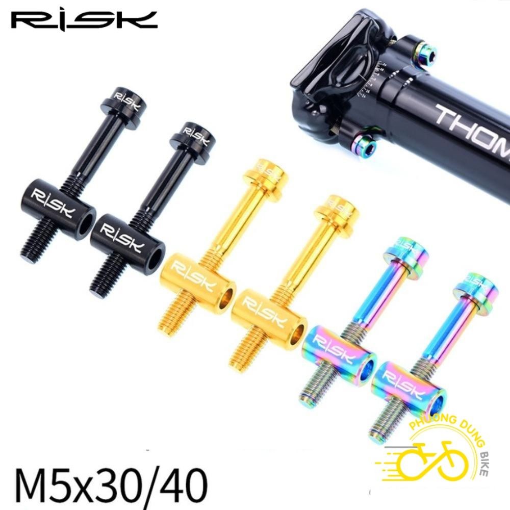 ชุดสกรูไทเทเนียม 2 ชิ้นสําหรับ RISK M5x30mm / M5x40mm หลักอานจักรยาน