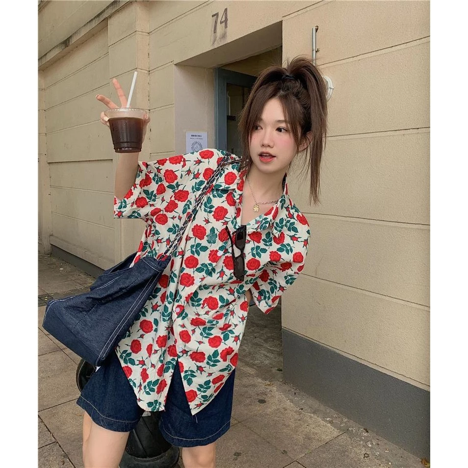 mimi&didi เสื้อเชิ้ตฮาวายลายดอกไม้แขนสั้น สไตล์เกาหลี W339 thumbnail 4