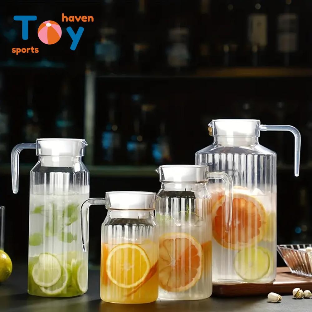 Sportshaven เหยือกลายทางพร้อมฝาปิดเหยือกน้ําอะคริลิค, Drinkware 600/800/1100/2000ml โปร่งใส Anti-fall ขวดน้ําตู้เย็น