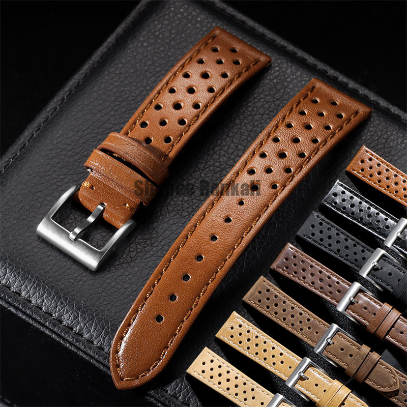 สายนาฬิกาหนังหนังวัว 18 มม.20 มม.22 มม.น้ํามัน Matte Handcrafted เข็มขัดสร้อยข้อมือ Universal ผู้หญิงผู้ชายสายนาฬิกาอุปกรณ์เสริม