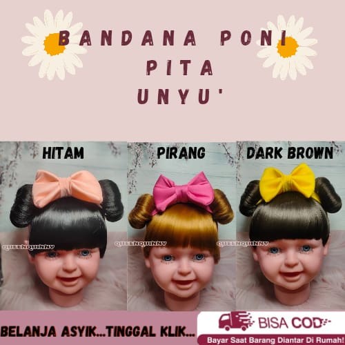 QUEENS BANDANA WIG BANGS สไตล์เกาหลี / CHILDRENS BANDANA HAIR BANGS BUN / CHILDRENS WIG HEADSET 0-2 
