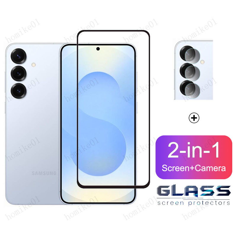 2 in 1 ฟิล์ม Samsung S25 Plus ฟิล์มกระจก HD ฟิมล์กระจก Samsung S25 Ultra S24 S23 S22 S21 A56 A55 A54