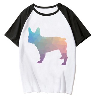 เสื้อยืด พิมพ์ลายมังงะ French Bulldog ตลก สําหรับผู้หญิง