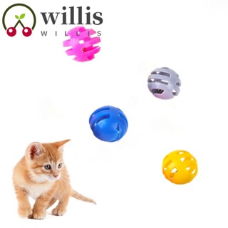 Willis ของเล่นลูกบอลกระดิ่งพลาสติก แบบโต้ตอบ สุ่มสี สําหรับแมว สุนัข