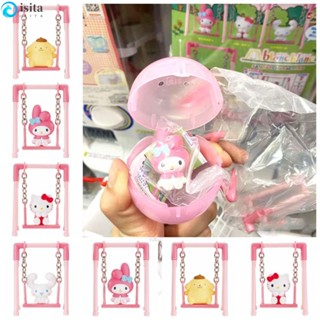 Isita ฟิกเกอร์ PVC รูปแมว KT Cat Kawaii My Melody Purin ของเล่นสําหรับเด็ก 4 ชิ้น ต่อชุด