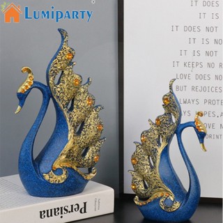 Lumiparty เครื่องประดับเรซิ่น รูปหงส์ สําหรับตกแต่งบ้าน ห้องนั่งเล่น ตู้หนังสือ 2 ชิ้น