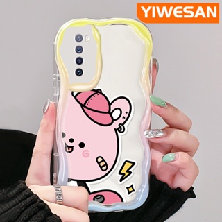 เคสโทรศัพท์มือถือแบบนิ่ม ใส กันกระแทก ลายการ์ตูนหมีสีชมพู สีมาการอง สําหรับ Huawei Nova 7 SE Nova 7 Pro Nova 9 SE Nova 11 SE Nova 10 SE Honor 20