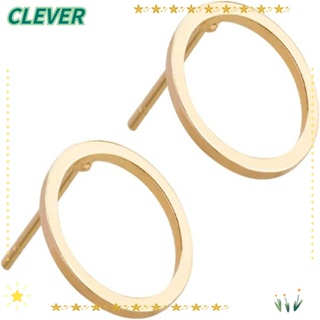 Clever ต่างหูสตั๊ด ทองเหลือง ทรงกลม ทรงเรขาคณิต แฮนด์เมด