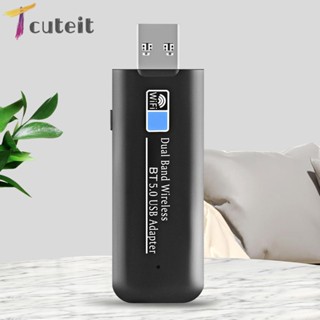 Tcuteit อินเตอร์เน็ตไร้สาย USB3.0 2.4 5GHz Dual Band Mini WiFi สําหรับคอมพิวเตอร์ แล็ปท็อป บลูทูธ 5.0