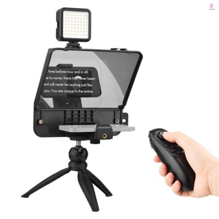 Andoer A10 Portable Smartphone DSLR Camera Teleprompter Kit with LED Fill Light for Vlog Video Recording