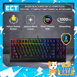 คีย์บอร์ด Razer Blackwidow V3 Tenkeyless - Yellow - Compact Mechanical พร้อม Razer Chroma RGB - RZ03-03491800-R3M1