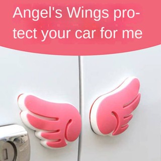 Car Door Anti-Collision Stickers Cartoon Cute Angel Wings Decorative Sticker Car Rearview Mirror Protection Anti-Scraping Anti-Scratch Female Cute doll Car exterior decoration