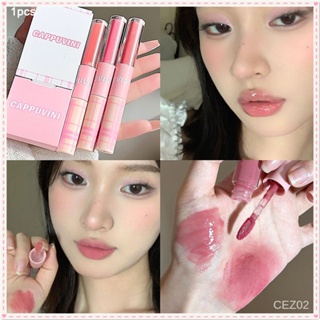 Cappuvini 3 ชิ้น/1 เซ็ต Double Head Lip Glaze Set Matte Lip Clay Moisturizing Lip Gloss Smooth ง่ายสี long Lasting Party Festival Lip แต่งหน้า JOYFEEL