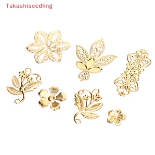 (Takashiseedling) ใบไม้โลหะ ลายดอกไม้ สไตล์วินเทจ สําหรับทําเครื่องประดับ DIY 50 ชิ้น