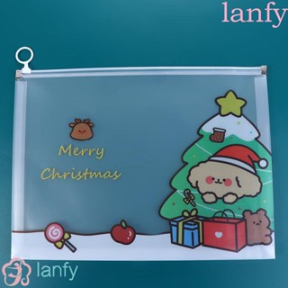 Lanfy ถุงกระดาษใส่เอกสาร ลายการ์ตูนสโนว์แมน คริสต์มาส สําหรับนักเรียน โรงเรียน