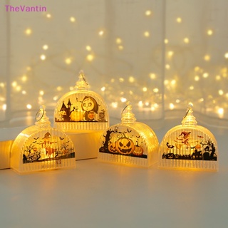 Thevantin โคมไฟ LED รูปฟักทองผี สําหรับแขวนตกแต่งบ้าน ปาร์ตี้ฮาโลวีน