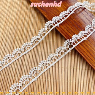 Suchenhd ริบบิ้นลูกไม้โพลีเอสเตอร์ สีขาว อุปกรณ์เย็บผ้า DIY