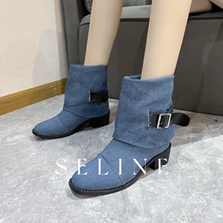 SELINE  แฟชั่นรองเท้า บูท รองเท้าบูทยาว ไซส์ใหญ่ รองเท้า boots พิเศษ ทันสมัย Korean Style คุณภาพสูง FSX2390HRL 37Z230910