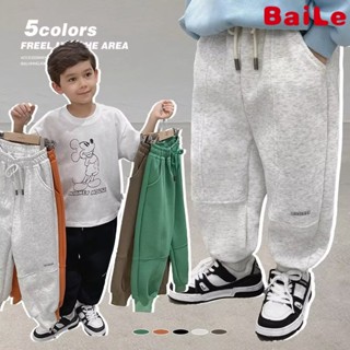 [Baile Little Forest] กางเกงเลกกิ้งลําลอง พิมพ์ลายตัวอักษร แฟชั่นฤดูใบไม้ผลิ และฤดูใบไม้ร่วง สําหรับเด็กผู้ชาย