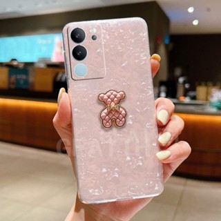 ใหม่ เคสโทรศัพท์มือถือนิ่ม แบบใส ป้องกันเลนส์ ลายหมีน่ารัก แวววาว สําหรับ VIVO V29 5G Y27 Y36 Y78 5G 4G 2023 Y02 Y02t Y02A V29 Y27 Y78